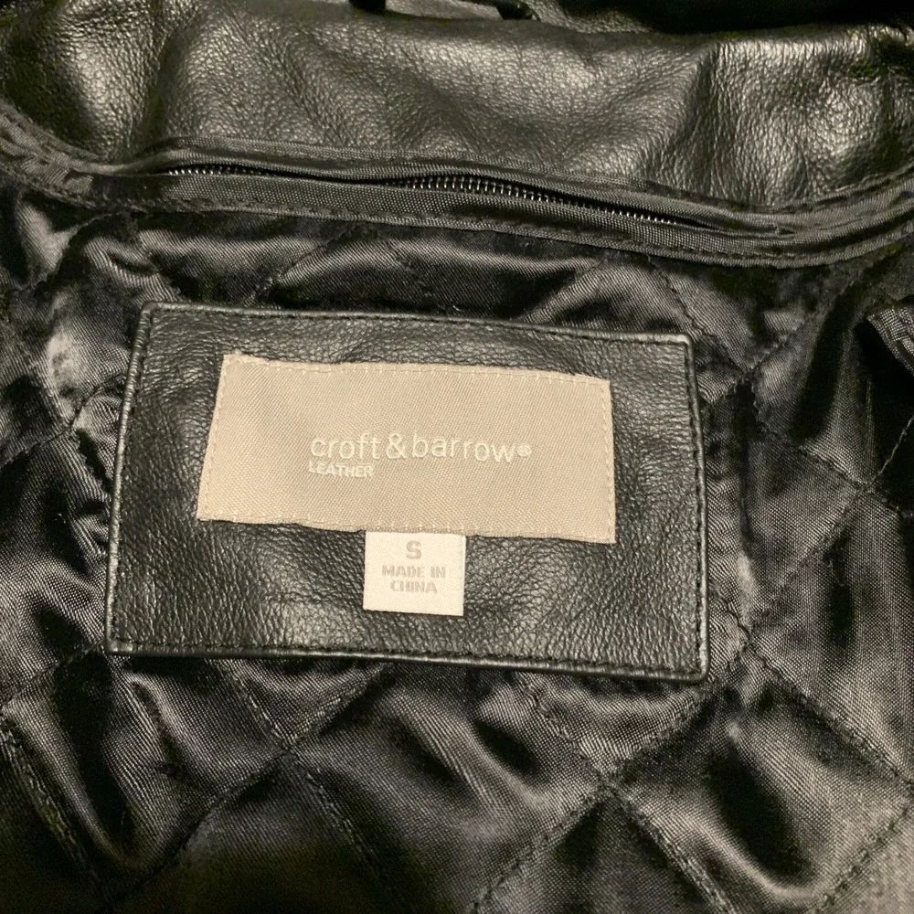 Leather Croft & Barrow Womens Black Hooded‎ Fur Trim  Coat Removeable Lining S